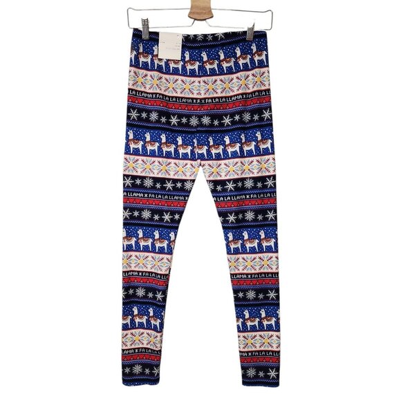 Juniors Medium SO Mid Rise Cozy Leggings Christmas Holiday "Fa La Llama" NWT - Picture 2 of 5